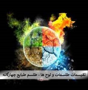 تقسیمات طلسمات و لو ح ها - طلسم طبایع چهارگانه