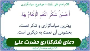 دعای شکرگزاری حضرت علی برای شکر و سپاس از نعمت های خدا