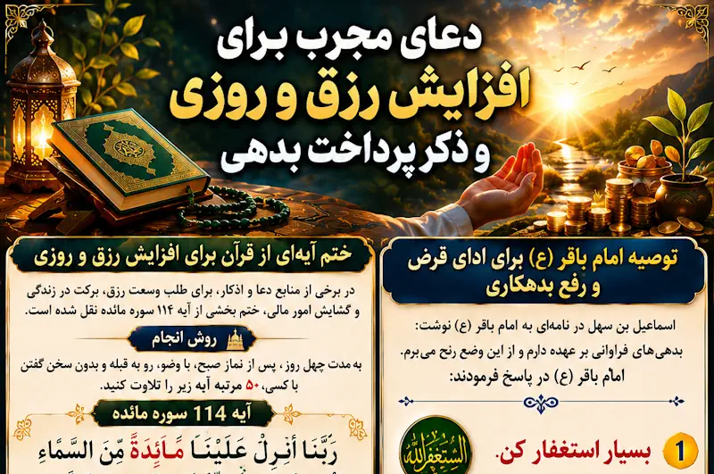 دعای افزایش رزق و روزی و ادای فوری قرض و بدهی و گشایش کارها دعای افزایش رزق و روزی و ادای فوری قرض و بدهی و گشایش کارها