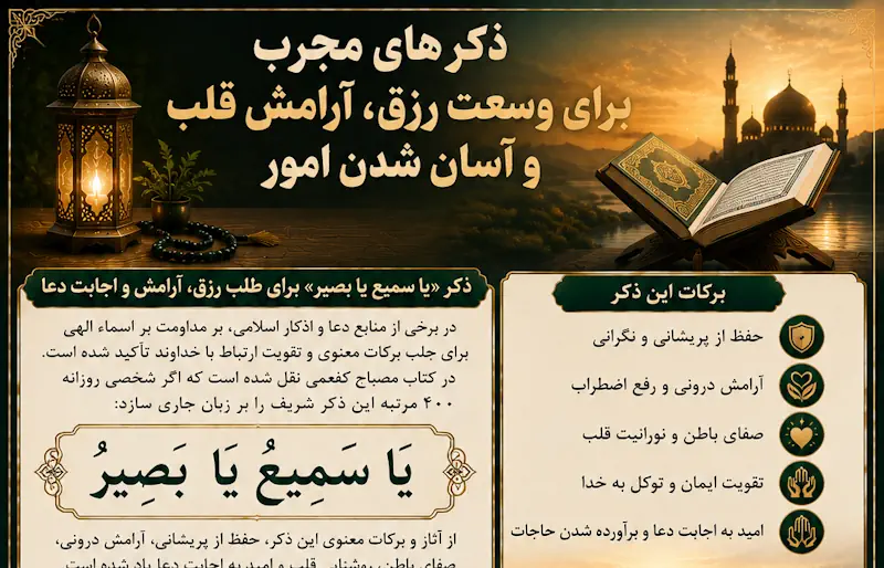 ذکرهای مجرب برای افزایش رزق و روزی، اجابت دعا و آسان شدن امور ذکرهای مجرب برای افزایش رزق و روزی، اجابت دعا و آسان شدن امور