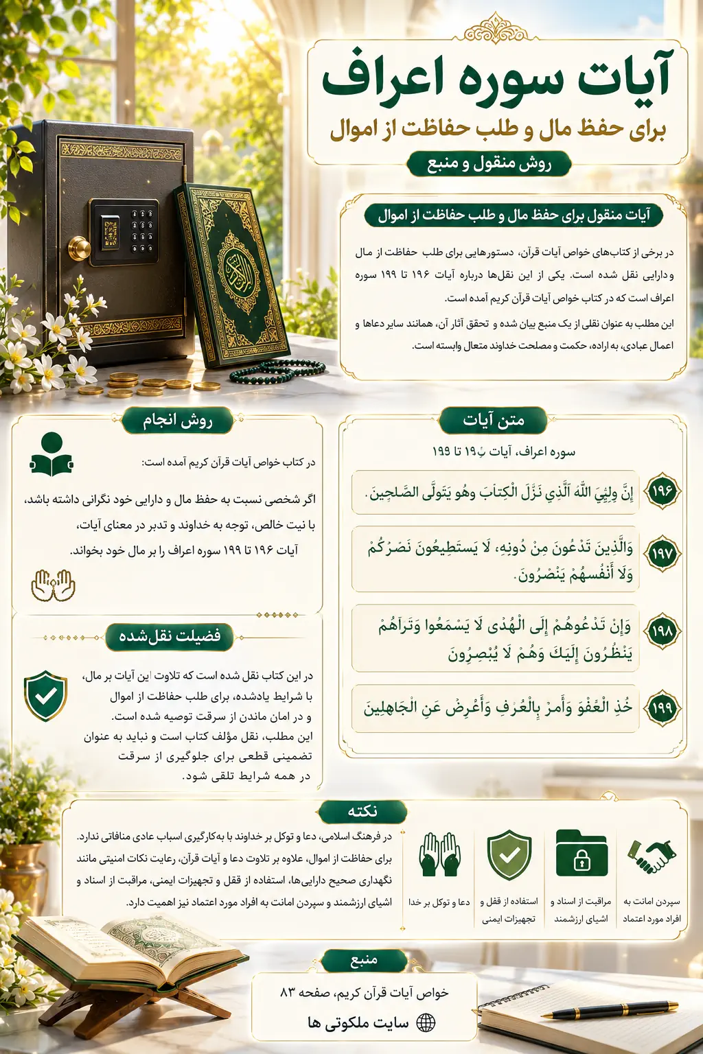 آیات مجرب برای حفظ مال و اموال از سرقت و دزدیده شدن + روش نوشتن آیات آیات مجرب برای حفظ مال و اموال از سرقت و دزدیده شدن + روش نوشتن آیات