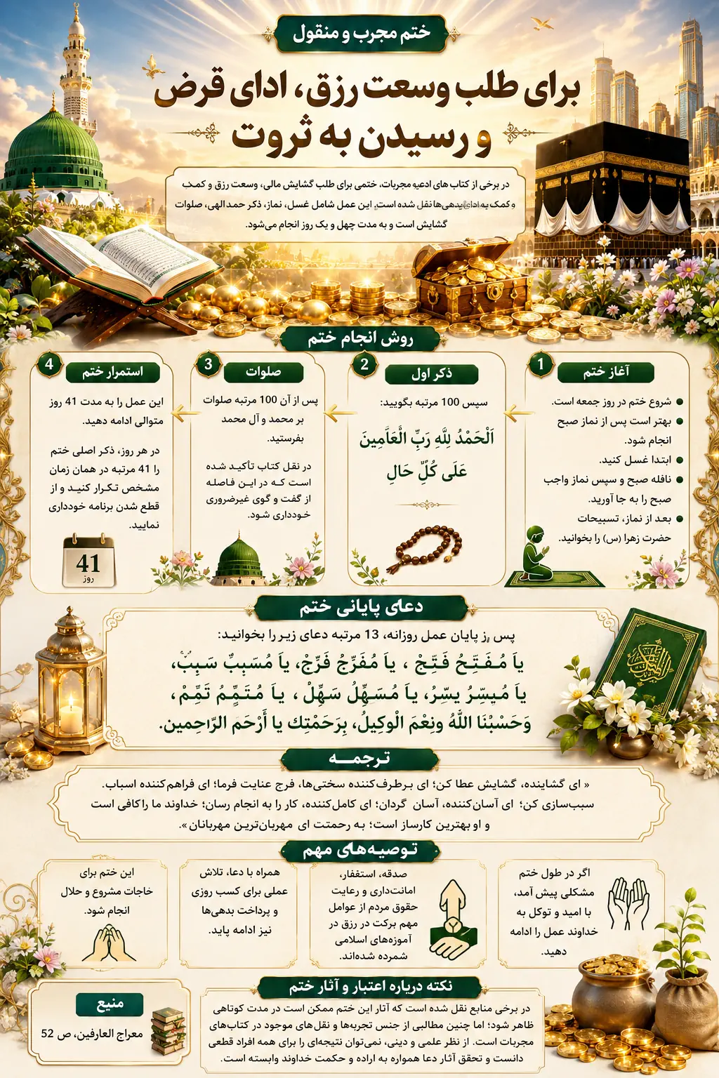 ختم و دعا برای افزایش رزق، ادای قرض و رسیدن به ثروت + روش انجام و متن دعا ختم و دعا برای افزایش رزق، ادای قرض و رسیدن به ثروت + روش انجام و متن دعا