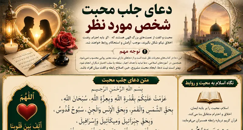 دعای جلب محبت شخص مورد نظر + طریقه نوشتن و متن کامل دعا دعای جلب محبت شخص مورد نظر + طریقه نوشتن و متن کامل دعا