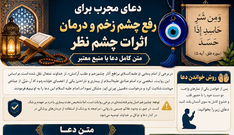 دعای مجرب برای رفع چشم زخم و درمان اثرات چشم نظر | متن کامل دعا دعای مجرب برای رفع چشم زخم و درمان اثرات چشم نظر | متن کامل دعا