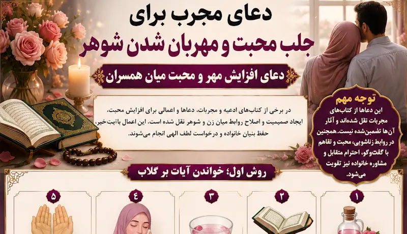 دعای مجرب جلب محبت و مهربان شدن شوهر | دعای افزایش مهر و محبت همسر دعای مجرب جلب محبت و مهربان شدن شوهر | دعای افزایش مهر و محبت همسر