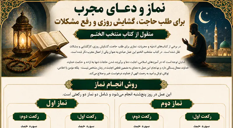 نماز و دعای مجرب برای طلب حاجت، گشایش روزی و رفع مشکلات | روش انجام نماز و دعای مجرب برای طلب حاجت، گشایش روزی و رفع مشکلات | روش انجام