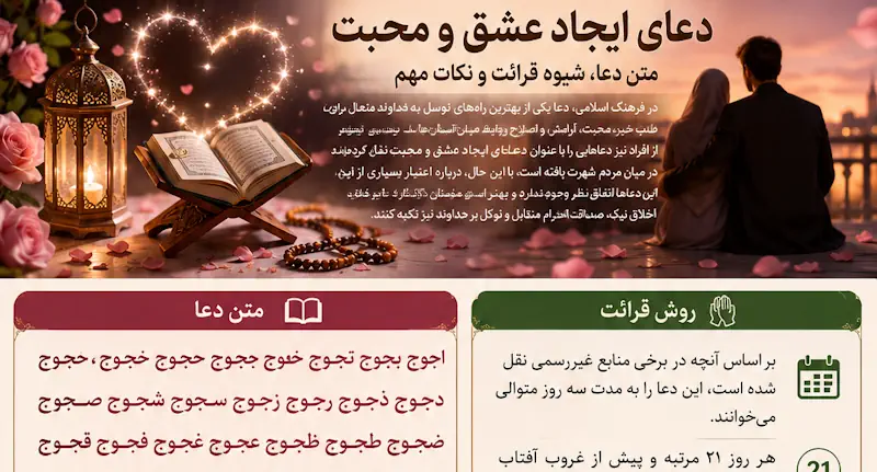 دعای ایجاد عشق و محبت آتشین در قلب معشوق | متن دعا، روش خواندن دعای ایجاد عشق و محبت آتشین در قلب معشوق | متن دعا، روش خواندن