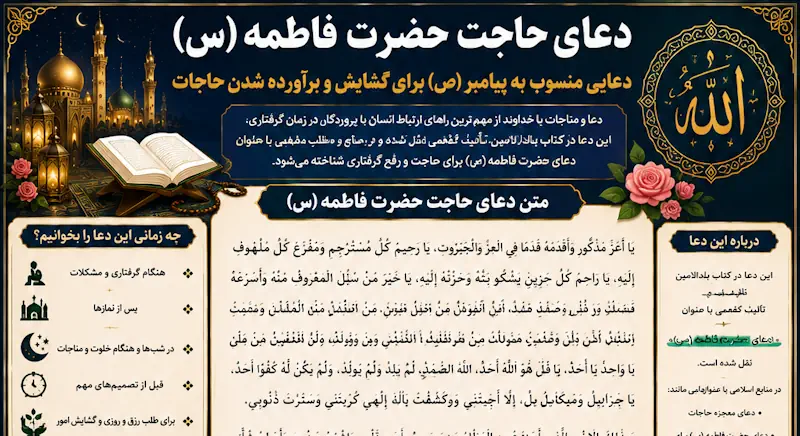 دعای حاجت حضرت فاطمه؛ متن دعای پیامبر برای گشایش و حاجت دعای حاجت حضرت فاطمه؛ متن دعای پیامبر برای گشایش و حاجت