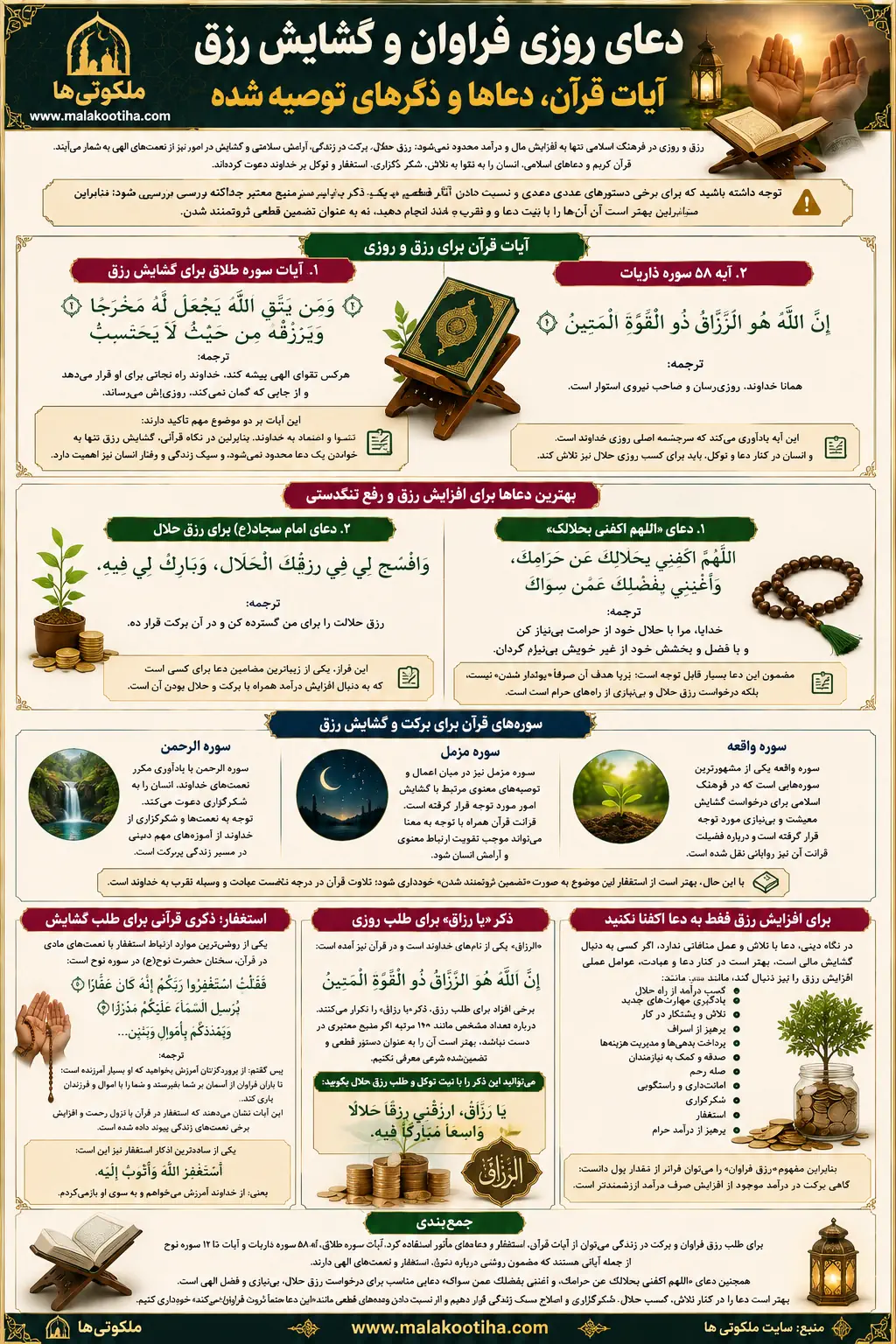 دعای روزی فراوان | دعا برای ثروتمند شدن | آیات رزق و روزی دعای روزی فراوان | دعا برای ثروتمند شدن | آیات رزق و روزی