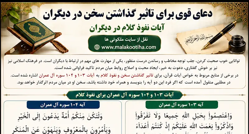 دعای قوی برای تاثیر گذاشتن سخن در دیگران | آیات نفوذ کلام در دیگران دعای قوی برای تاثیر گذاشتن سخن در دیگران | آیات نفوذ کلام در دیگران