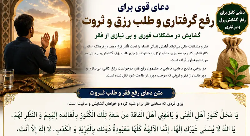 دعای قوی برای رفع فقر و مشکلات مالی و رسیدن به ثروت و روزی عظیم دعای قوی برای رفع فقر و مشکلات مالی و رسیدن به ثروت و روزی عظیم