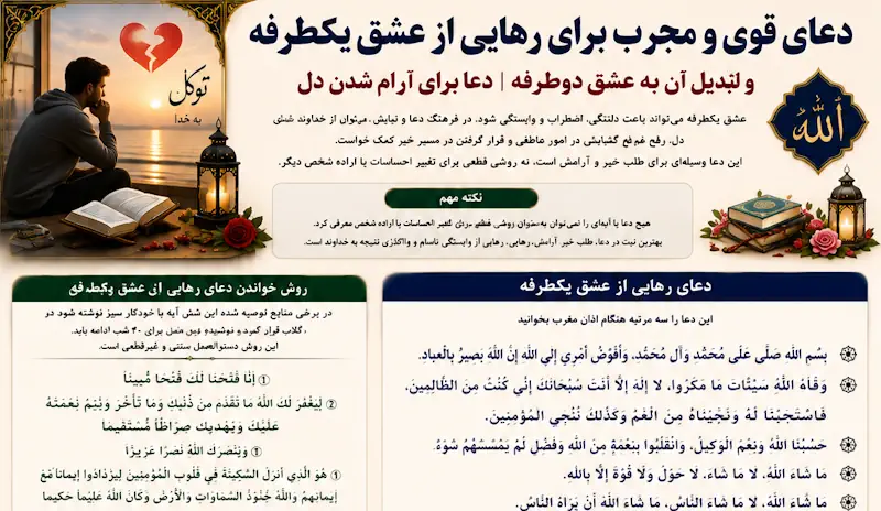 دعا برای رهایی از عشق یکطرفه و عشق ناسالم + متن دعا و روش خواندن دعا برای رهایی از عشق یکطرفه و عشق ناسالم + متن دعا و روش خواندن
