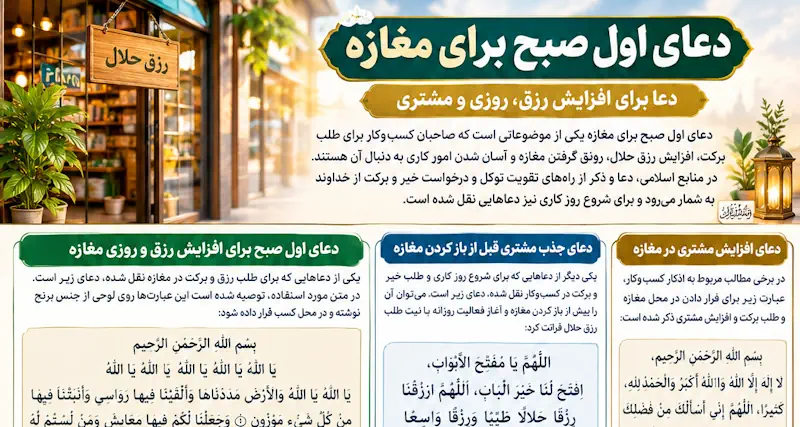 دعای اول صبح برای جلب رزق و روزی مغازه | افزایش مشتری و رونق کسب و کار دعای اول صبح برای جلب رزق و روزی مغازه | افزایش مشتری و رونق کسب و کار