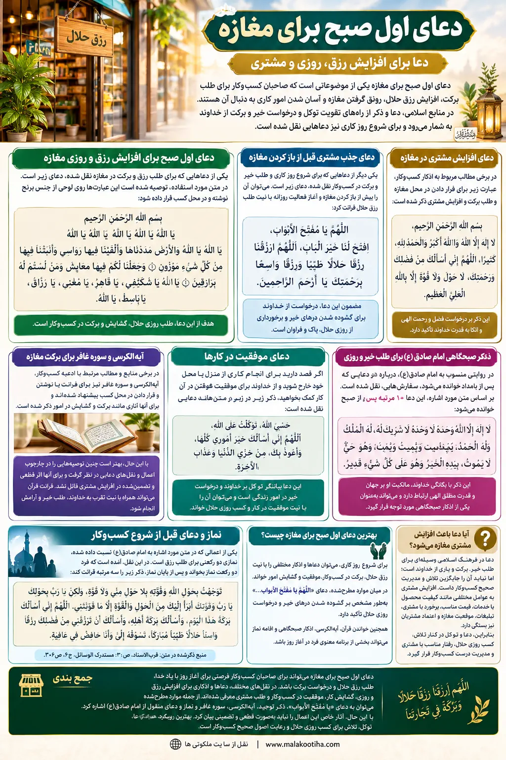 دعای اول صبح برای جلب رزق و روزی مغازه | افزایش مشتری و رونق کسب و کار دعای اول صبح برای جلب رزق و روزی مغازه | افزایش مشتری و رونق کسب و کار
