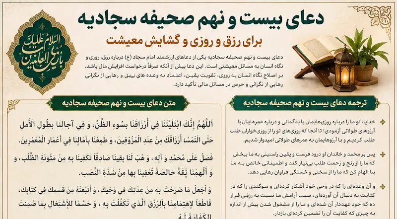 دعای بیست و نهم صحیفه سجادیه برای رزق و روزی + متن دعا و خواص دعای بیست و نهم صحیفه سجادیه برای رزق و روزی + متن دعا و خواص
