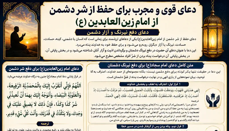 دعای حفظ از شر دشمن از امام زین العابدین و دفع نیرنگ و حسادت دشمن دعای حفظ از شر دشمن از امام زین العابدین و دفع نیرنگ و حسادت دشمن