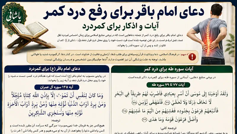 دعای درمان کمر درد در قرآن و مفاتیح برای درمان قطعی درد کمر + متن دعا دعای درمان کمر درد در قرآن و مفاتیح برای درمان قطعی درد کمر + متن دعا
