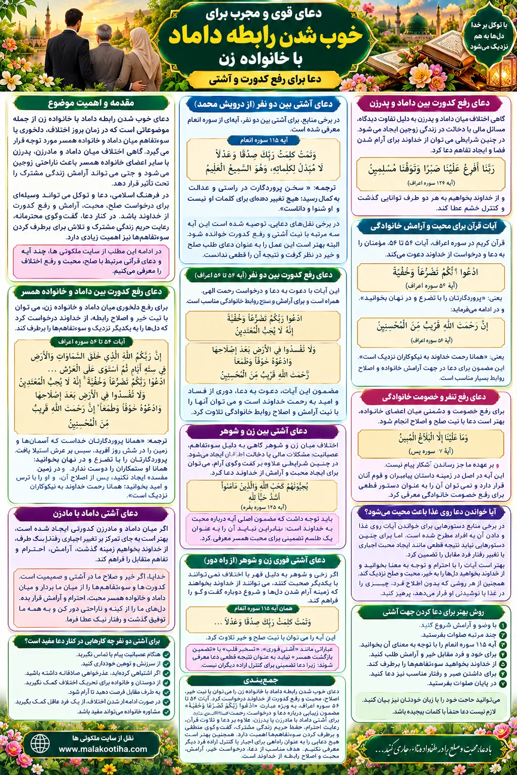 دعا برای خوب شدن رابطه داماد با خانواده زن و آشتی و رفع کدورت دعا برای خوب شدن رابطه داماد با خانواده زن و آشتی و رفع کدورت