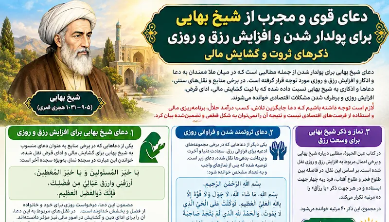 دعای شیخ بهایی برای پولدار شدن و جلب ثروت و روزی فراوان + متن دعا دعای شیخ بهایی برای پولدار شدن و جلب ثروت و روزی فراوان + متن دعا