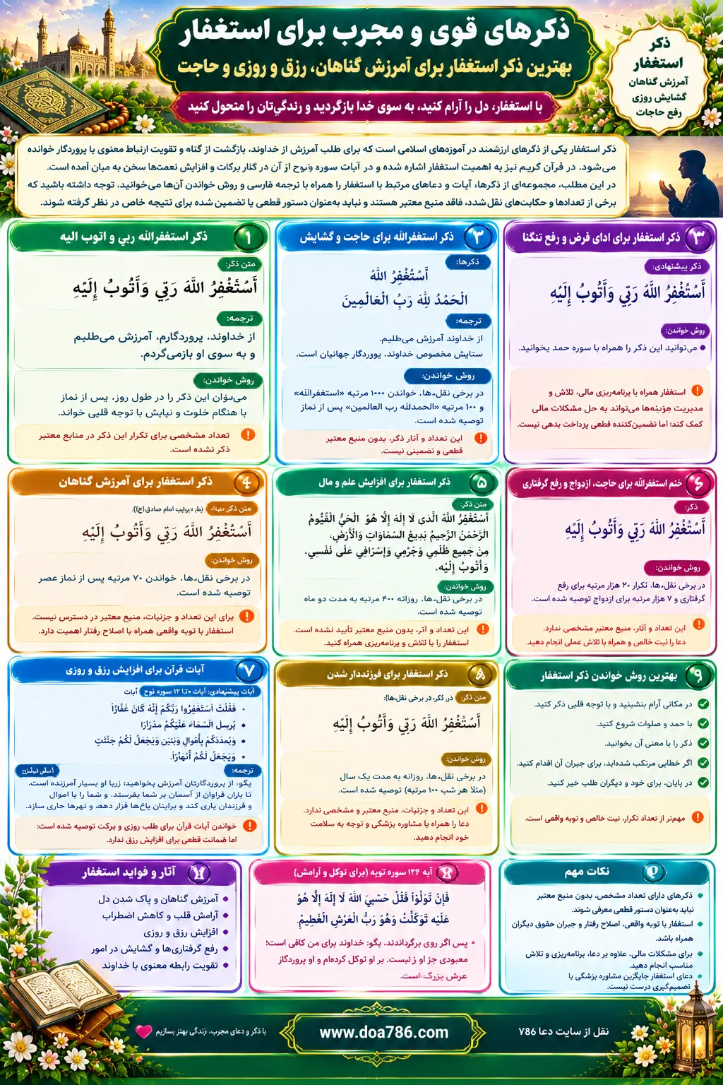 ذکرهایی برای استغفار + بهترین ذکر استغفار + متن ذکر و روش خواندن ذکرهایی برای استغفار + بهترین ذکر استغفار + متن ذکر و روش خواندن